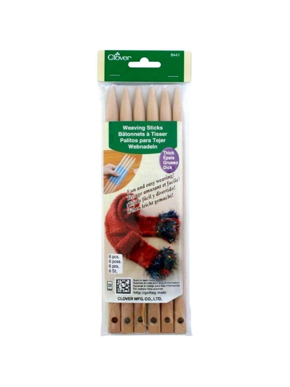 Clover Thick Weaving Sticks #8441 6-Pk Tapestry Needle Birch Wood New Craft Tool